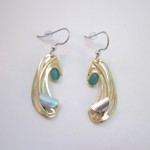 Shiny Gold Blue Catsite Curvy Earrings